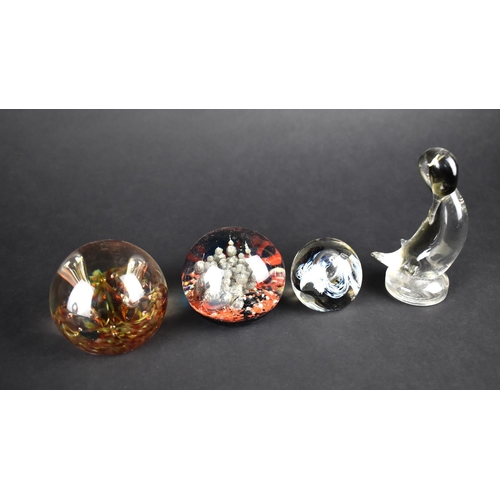 471 - Three Various Paperweights to comprise c.1984 Venetian and Caithness 'Moonflower' Together with a Gl... 