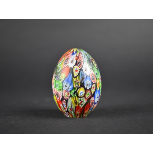 472 - A Glass Millefiori Egg Paperweight, 6cm high