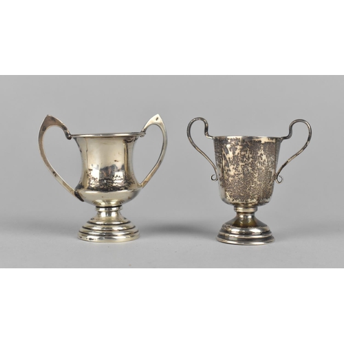 492 - Two Miniature Silver Twin Handled Trophies, 6cm high