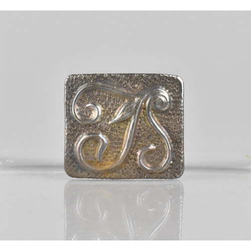 498 - A Mid 20th Century Silver Brooch with Embossed Monogram JS on Hand Beaten Ground by Paul P Gutfreund... 