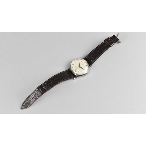 500 - A Vintage C.1950's Stainless Steel Cased Omega Wrist Watch, Silvered Face with Roman and Baton Numer... 