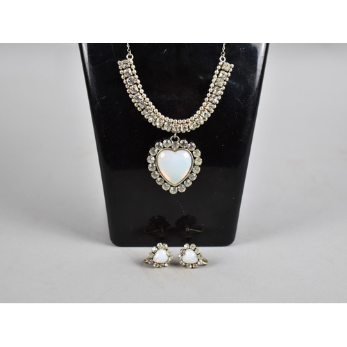 506 - A Cased Suite of Vintage Jewellery, Probably 1950s, Comprising Faux Moonstone and Rhinestone Necklac... 