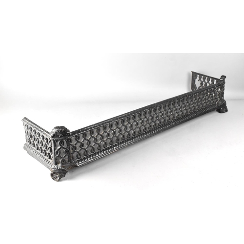 517 - A Late 19th Century Pierced Cast Iron Fire Kerb, 88cms Wide