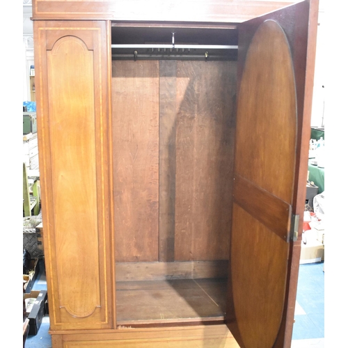 551 - An Edwardian Inlaid Mahogany Mirror Fronted Wardrobe with Base Drawer, 120cms Wide