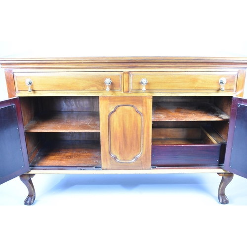 552 - An Edwardian Mahogany Sideboard with Two Drawers over Cupboards, Claw and Ball Feet, 152cms Wide