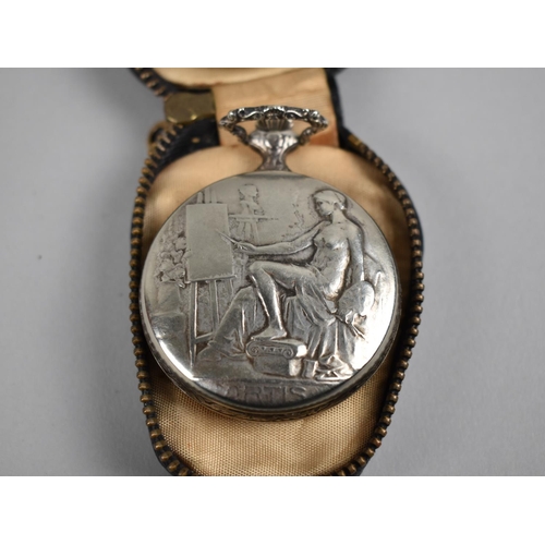 56 - A Modern Pocket Watch, Back Plate Decorated in Relief with Seated Artists Painting together with a L... 