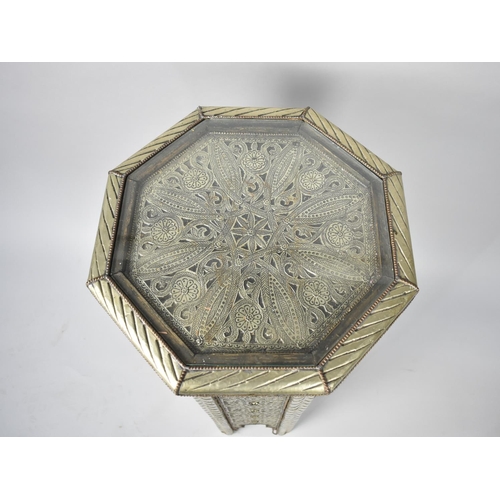 563 - A Modern Islamic Style Octagonal Stand with Glazed Top, 81cms High