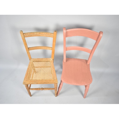 566 - A Cane Seated Chair and Pink Painted Chair