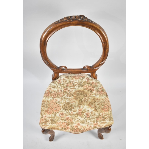 587 - A Late Victorian Carved Framed Balloon Back Side Chair with Tapestry Seat