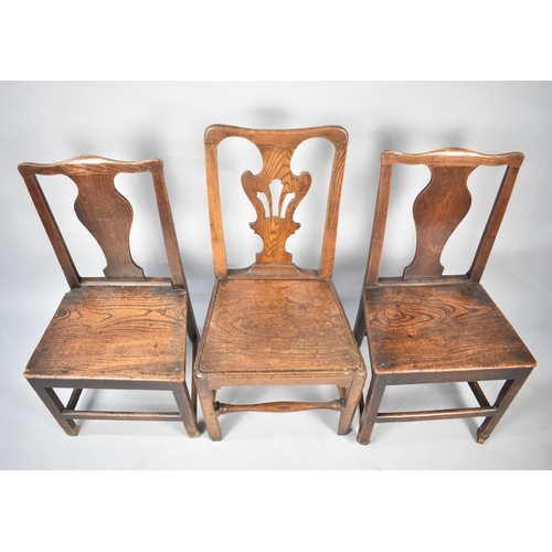 588 - A Collection of Three 19th Century Queen Anne Style Hall Side Chairs, One with Pierced Splat