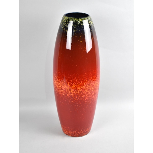 69 - A Vintage/Retro Mid 20th Century West German Red Glazed Vase, 51cms High