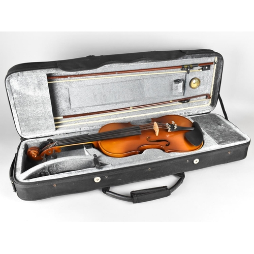 127 - A Modern Cased Violin Model Number SV100 by Shim Violins China, Complete with Two Bows and Accessori... 