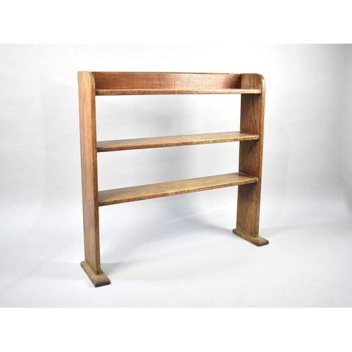 128 - An Edwardian Oak Three Shelf Open Bookcase, 96cms Wide