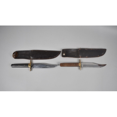 165 - Two Mid 20th Century Wooden Venture Bowie Knives with Wooden and Horn Scales