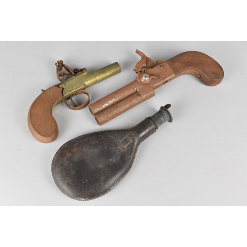 167 - A 19th Century Flintlock Box-Lock Pocket Pistol Inscribed Chaston Merideth, Substantial Condition is... 