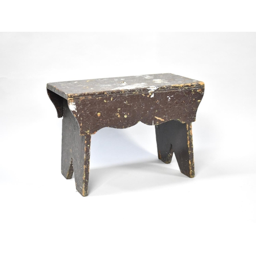 185 - A 19th Century Brown Painted Rustic Rectangular Topped Stool, 49cms by 25cms