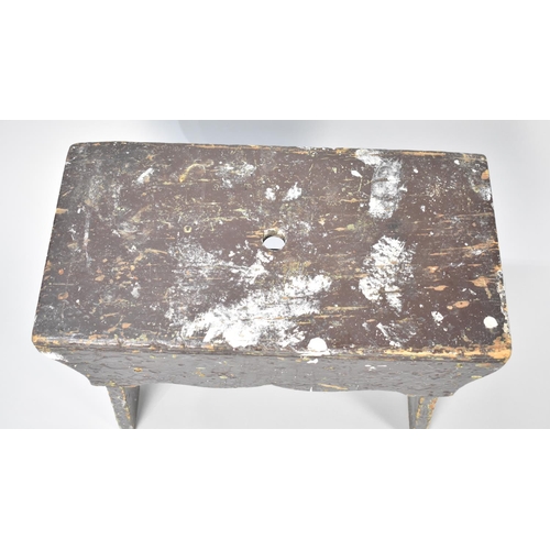 185 - A 19th Century Brown Painted Rustic Rectangular Topped Stool, 49cms by 25cms