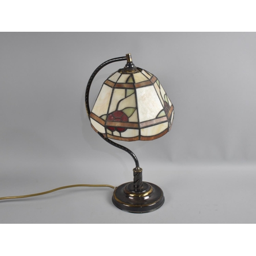 195 - A Modern Desktop Table Lamp with Tiffany Style Shade, Bottom Rim AF, 42cms High