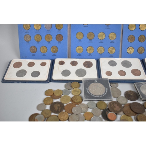 199 - A Collection of Various Vintage British Coin Sets, Incomplete Threepenny Bits Album and Loose Britis... 