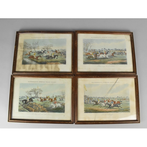 231 - A Collection of Coloured Engraving Prints, Ackermann's Steeplechase Scraps, Each 27x19.5cms