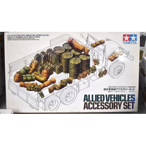 238 - A Box Containing Fifteen Tamiya Sets of Model Soldiers and Military Accessories, all model sets comp... 