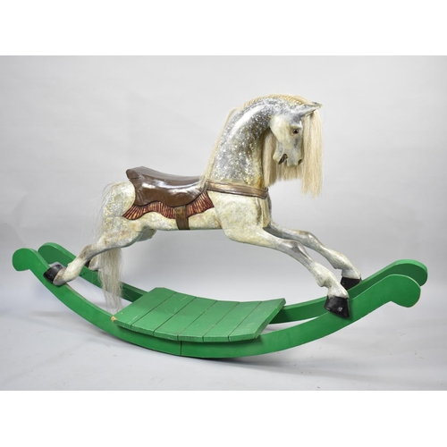 249 - A 19th Century Style Dapple Grey Rocking Horse, 157cm Long