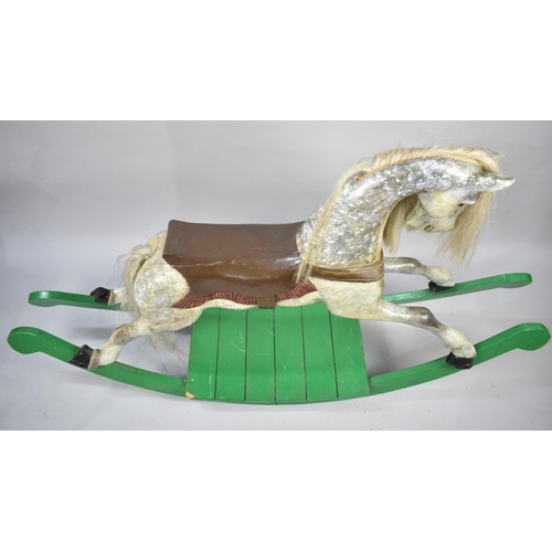 249 - A 19th Century Style Dapple Grey Rocking Horse, 157cm Long