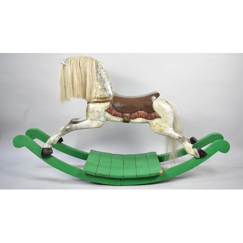 249 - A 19th Century Style Dapple Grey Rocking Horse, 157cm Long