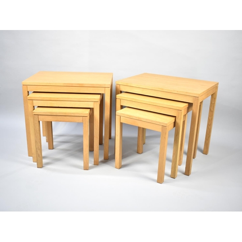 266 - A Pair of Modern Nests of Three Tables, One with Damage to Corner, 54.5cm wide