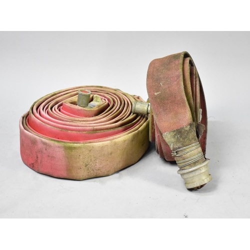 271 - A Pair of Vintage Canvas Fire Engine Hoses with Alloy Fittings