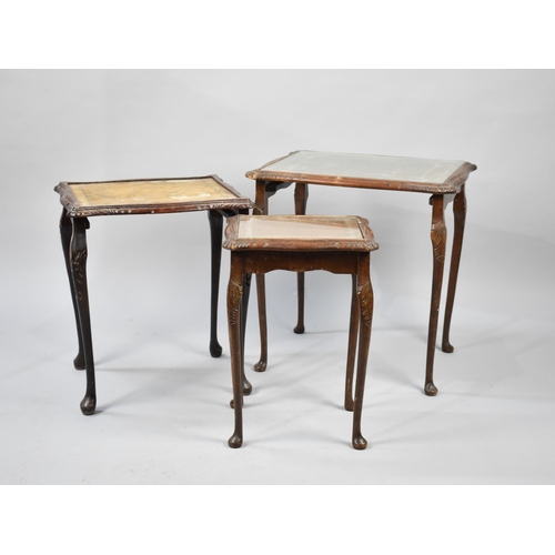 274 - A Collection of Three Small Tables with Tooled Leather Tops