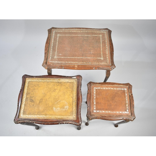 274 - A Collection of Three Small Tables with Tooled Leather Tops