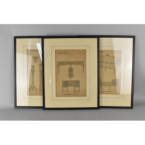 278 - A Set of Three Framed Prints of French Furniture Designs Dated Feb 1918