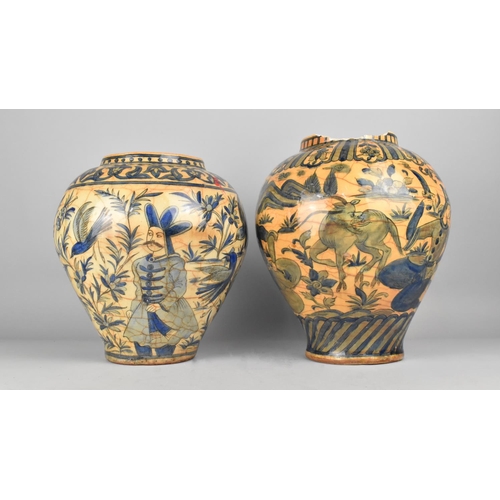 301 - A Near Pair of Interesting Qajar Dynasty Type Vases, Decorated with Hunting Scenes Detailing Figures... 