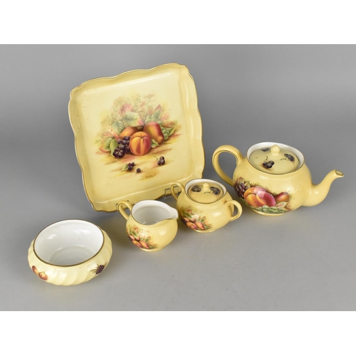 324 - An Aynsley Orchard Gold Bachelor's Service to Comprise Square Tray, Teapot, Milk Jug and Sugar Bowl ... 