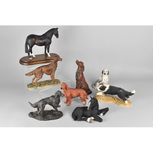 370 - A Collection of Various Resin Dog and Horse Figures to Include Heredities Sporting Dog, Priory Casti... 