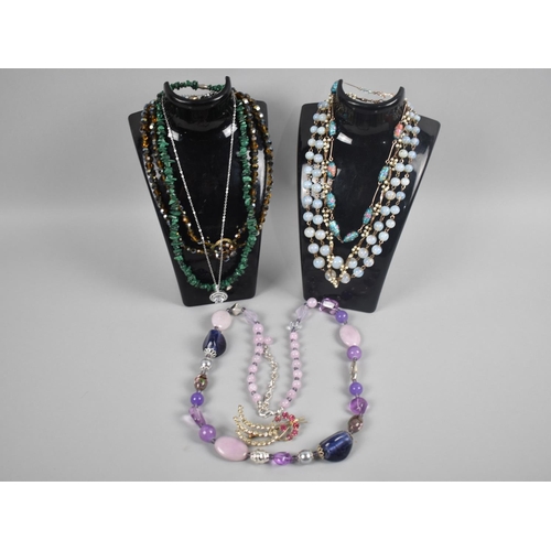 456 - A Collection of Various Vintage Costume Jewellery to Include  Opaline Style Glass Beads, Malachite C... 