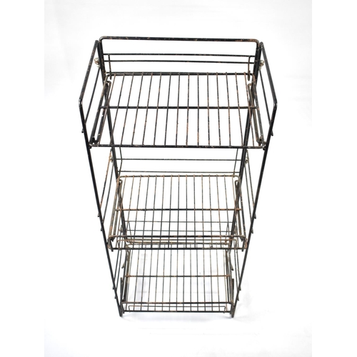 466 - A Black Painted Wire Folding Three Shelf Rack, 98cm high