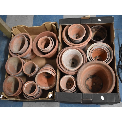 473 - Two Boxes of Various Terracotta Plant Pots, Various Sizes Ranging from 10cm to 20cm high