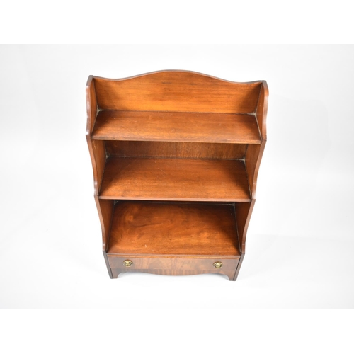 61 - A Modern Mahogany Three Shelf Galleried Waterfall Bookcase, 53.5cms Wide and 84cms High