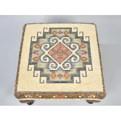 84 - A Modern tapestry Upholstered Square Stool, 47cms Square with Cabriole Legs