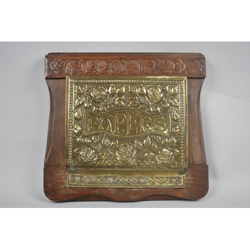 9 - A French Brass Desktop Inkstand and Letter Rack with Two Inkwells together with an Edwardian Wall Ha... 