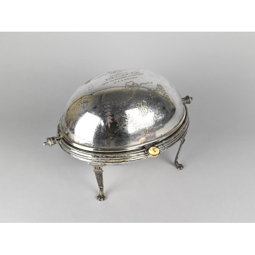 147 - An Edwardian Silver Plated Breakfast/Kidney Dish with Hinged Dome Lid