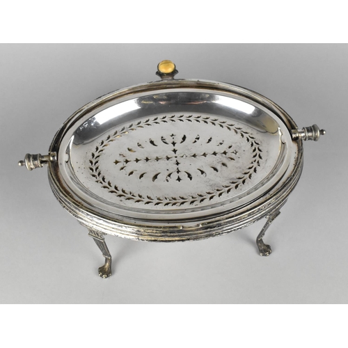 147 - An Edwardian Silver Plated Breakfast/Kidney Dish with Hinged Dome Lid