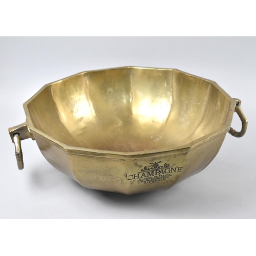 164 - A 1980's Two Handled French Brass Champagne Cooler, 42cms Diameter