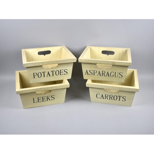 184 - A Set of Four Modern Painted Vegetable Boxes for Leeks, Potatoes, Asparagus and Carrots, Each 29cms ... 