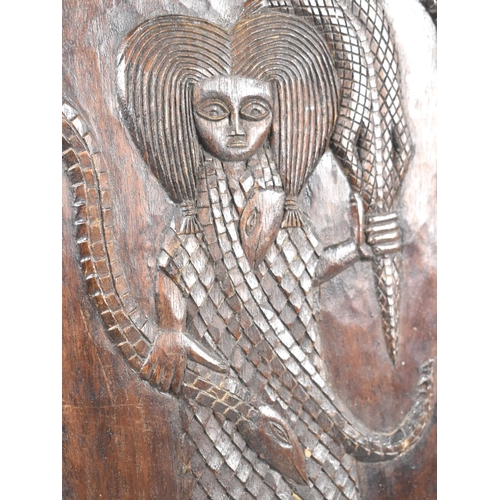 193 - A Rectangular Carved Wooden Plaque Depicting Mermaid, Sea Snakes and Fish Etc 44cms High and 30cms W... 