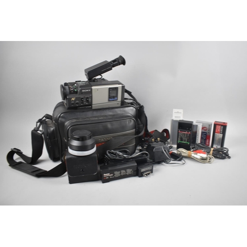 204 - A Vintage Sony Handycam, in Case and with Accessories