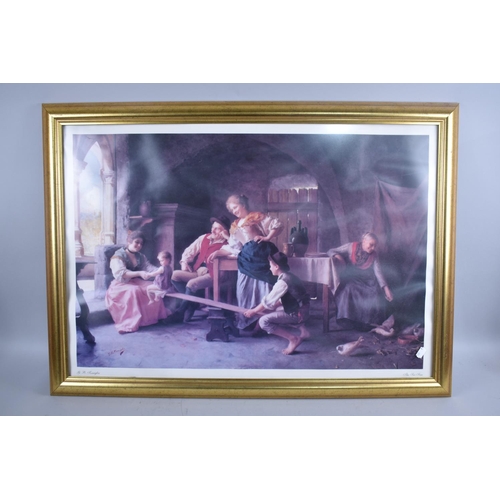 216 - A Gilt Framed Print after Forriglia, The See-saw, 75x50cms