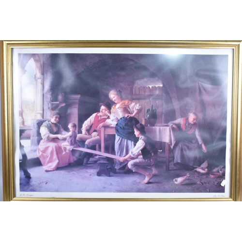 216 - A Gilt Framed Print after Forriglia, The See-saw, 75x50cms